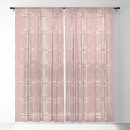 Mid Century Modern Abstract Ovals in Pink and Blush Pink Sheer Curtain
