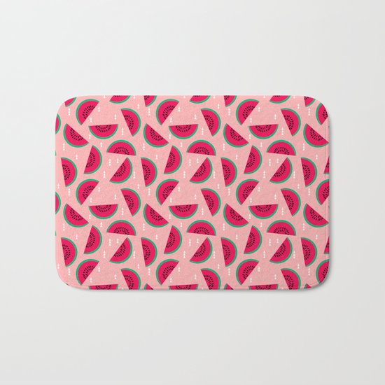 watermelon print pattern summer fresh mint cool fruit fashion spring trendy minimal print design Bath Mat