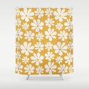 Floral Daisy Pattern - Golden Yellow Shower Curtain