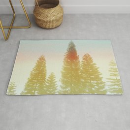 #02#Foggy pine trees Rug