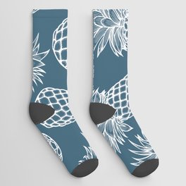Fresh Pineapples Blue & White Socks
