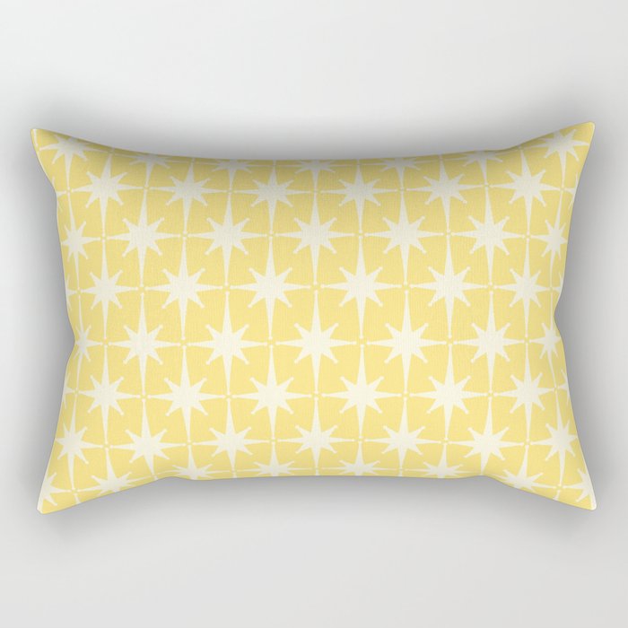 Midcentury Modern Atomic Starburst Pattern in Soft Yellow Rectangular Pillow