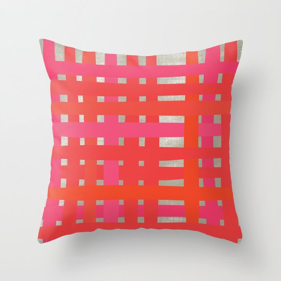 Loom - Red + Magenta Throw Pillow