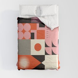 Scandinavian inspired artwork pattern made with simple geometrical forms and cutout colorful shapes. Abstract composition Comforter