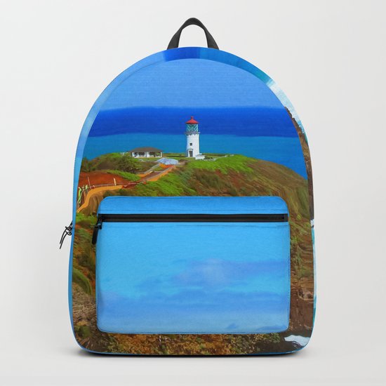 Lighthouse On The Green Mountain With Blue Ocean And Blue Sky View