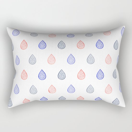 Rose quartz, serenity blue and lilac grey raindrops Rectangular Pillow