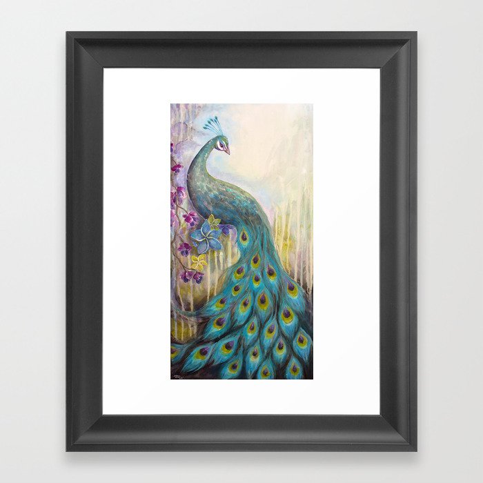 Jeweled Peacock Framed Art Print