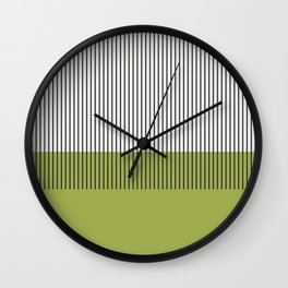 Minimal Abstract Lines & Shapes No1 - VII  / Dark Citron Wall Clock