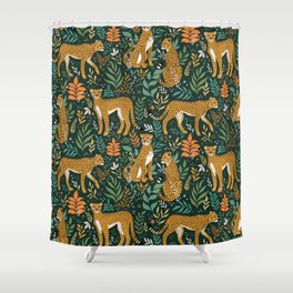 Spring Cheetah Pattern II - Lush Green Shower Curtain