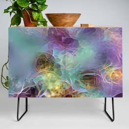 Purple Abstract Modern Gold Rose Art Collection Credenza
