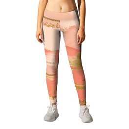 Shades of peach and gold strokes Leggings