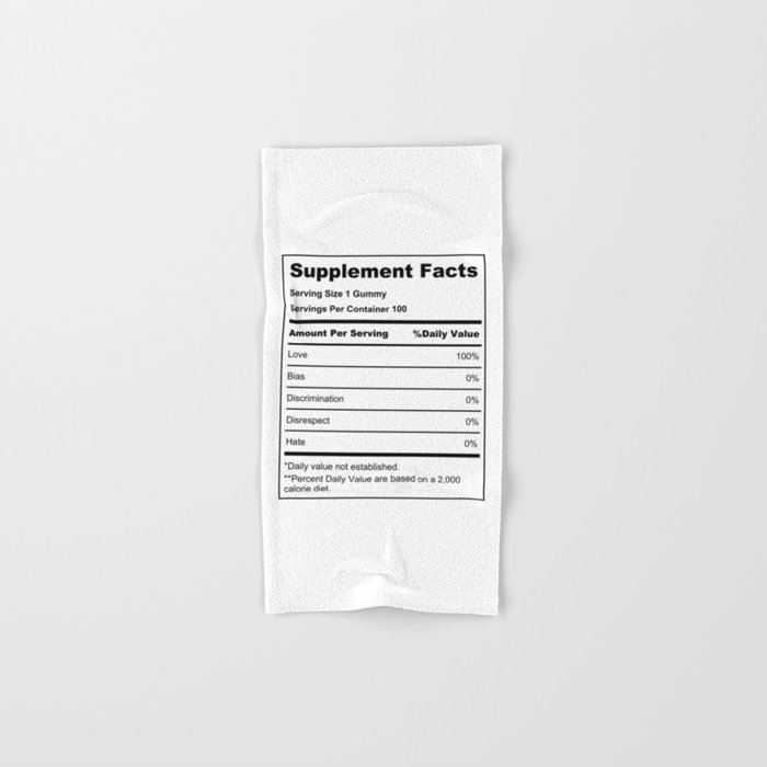 Love Gummies 100mg Supplement Facts Label Hand & Bath Towel