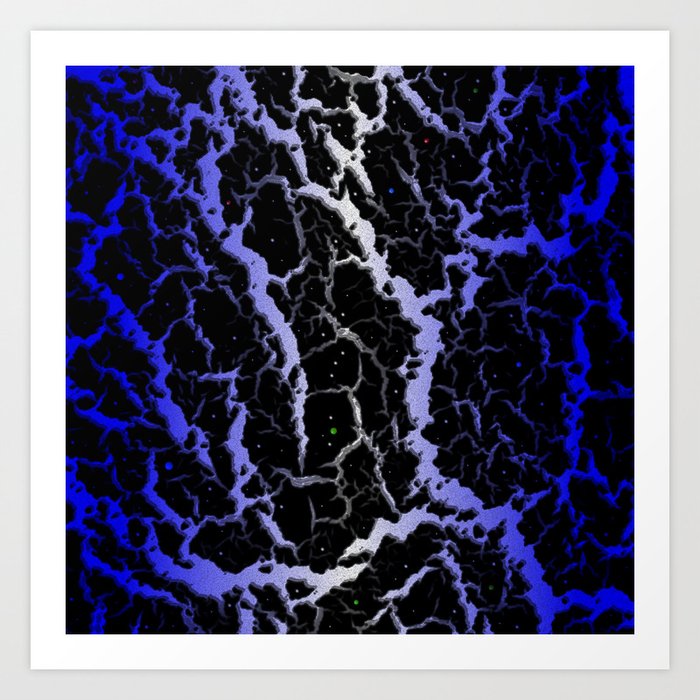 Cracked Space Lava - Blue/White Art Print