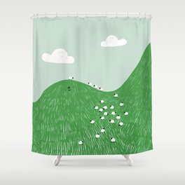 a hill full of sheep Shower Curtain