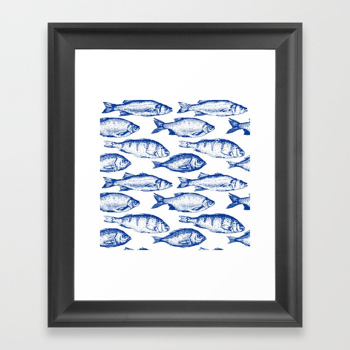 Dark Blue Fish Framed Art Print