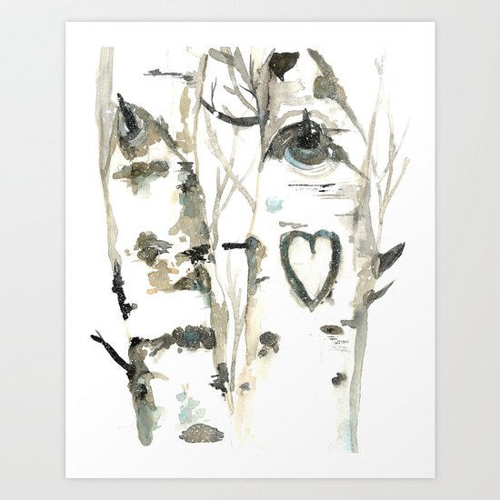 Winter Romance Birch Forest Art Print