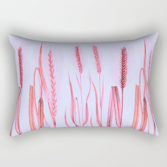 pink ears of wheat on pale blue Rectangular Pillow