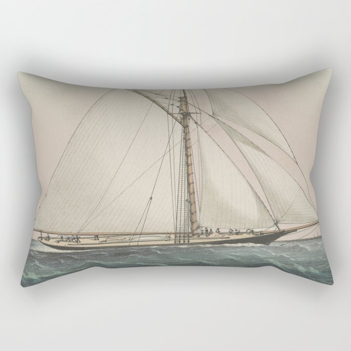 Vintage Cutter Sailing Yacht Illustration (1887) Rectangular Pillow