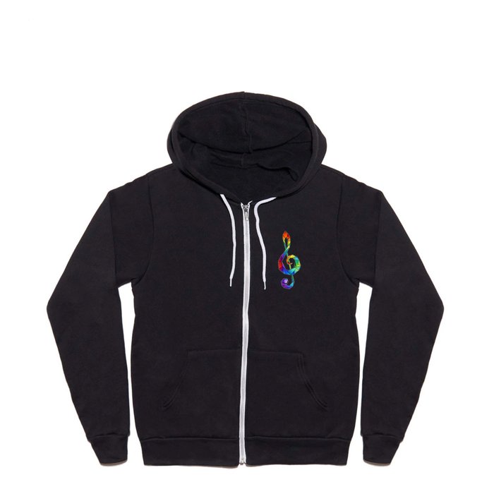 Rainbow Treble clef ( Musical Key ) Full Zip Hoodie