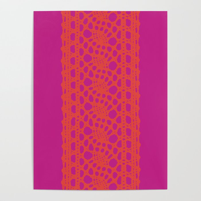 Lace in orange and pink Poster