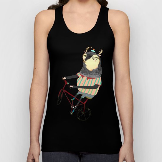 Deer on Bike. Unisex Tank Top