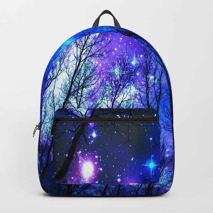 purple and blue backpacks