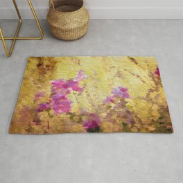 Pink Wildflowers Painted Photo Area & Throw Rug