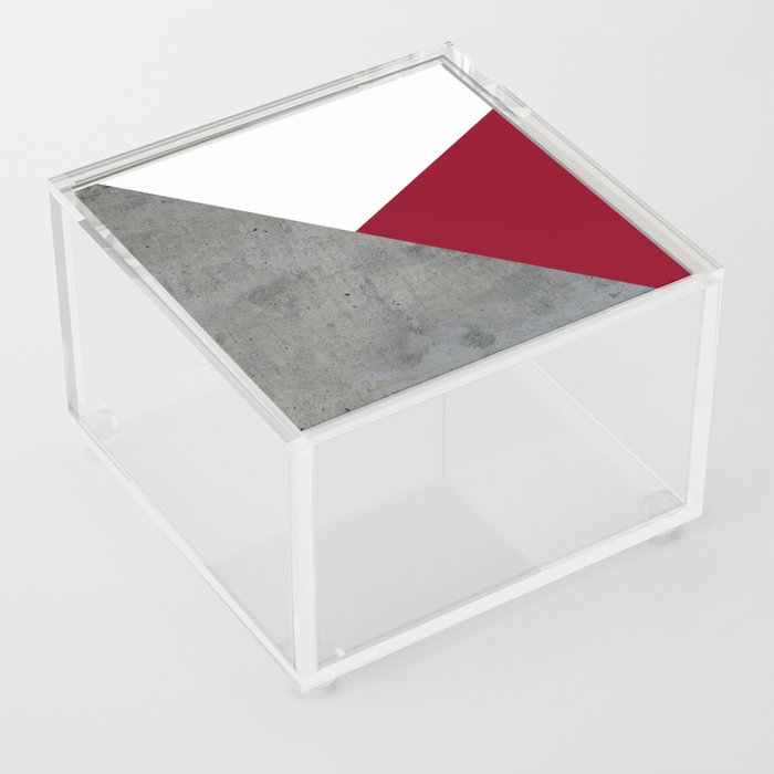 Concrete Burgundy Red White Acrylic Box