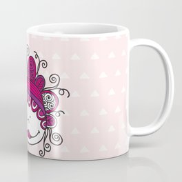 Doodle Doll with Curls on Pink Background Coffee Mug