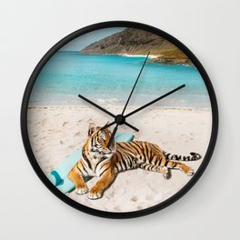 Tiger's Surf Beach Wall Clock