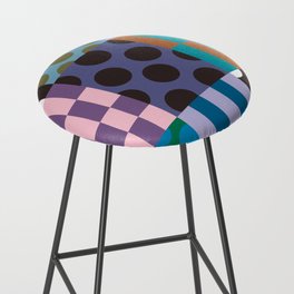 Colorful Checked Patterns \\ Muted Color Palette Bar Stool