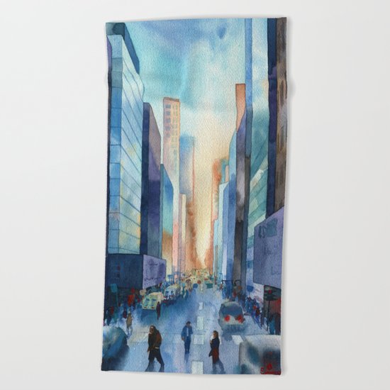 New York. Streets Beach Towel