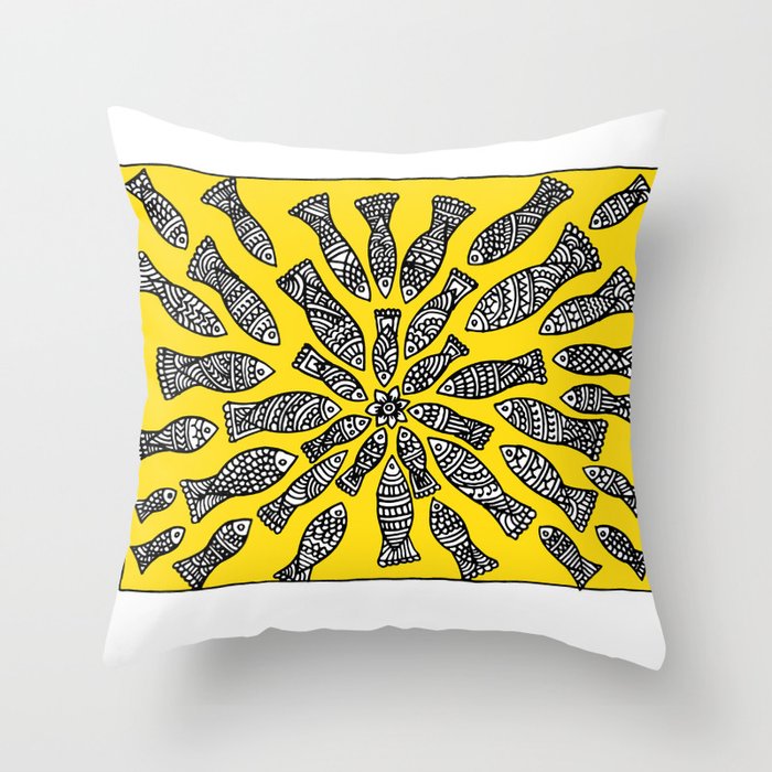 Fish for a flower Throw Pillow