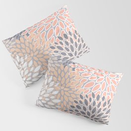 Flowers Abstract Print, Coral, Peach, Gray Pillow Sham