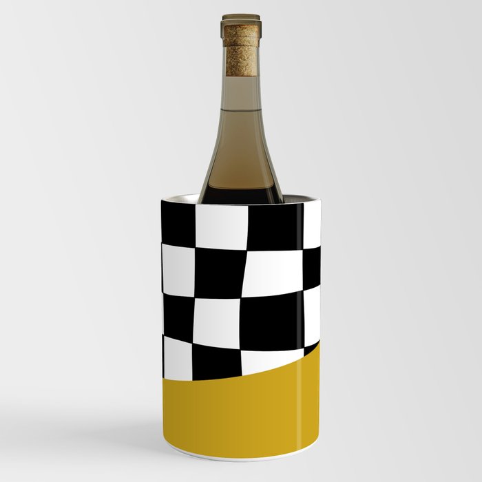 Checkered Stripe Block (mustard yellow/black/white) Wine Chiller