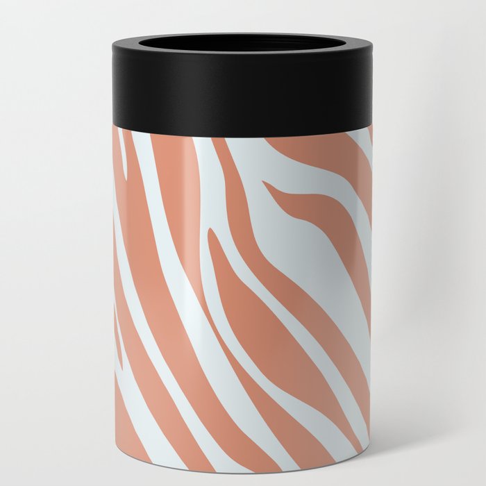 Mid Century Modern Zebra Print Pattern - Brown and White Can Cooler