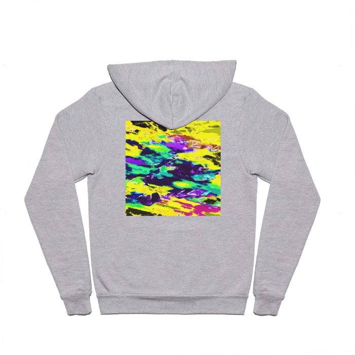 psychedelic splash painting abstract texture in yellow blue green purple Hoody
