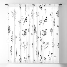 White Wildflowers Pattern Blackout Curtain