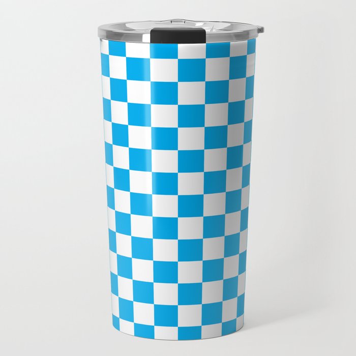 Blue Checkerboard Pattern Travel Mug