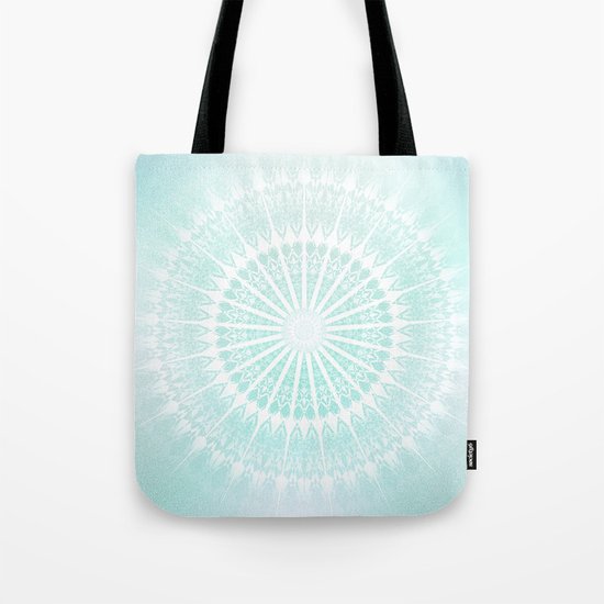 Turquoise Glittering Mandala Tote Bag
