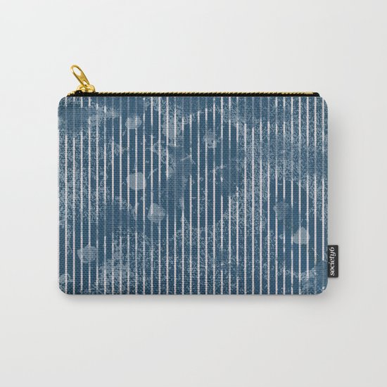 White stripes on grunge textured blue background Carry-All Pouch