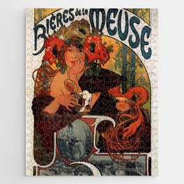 Bières de la Meuse - Alphonse Mucha (Reproduction) Poster on Public Domain Jigsaw Puzzle