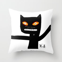Le chat noir Throw Pillow