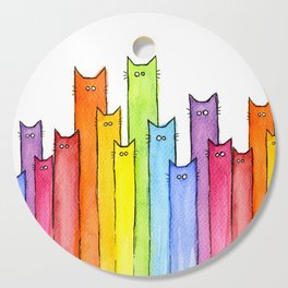 Cat Rainbow Watercolor Pattern Cutting Board