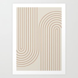 Minimal Line Curvature VI Earthy Natural Mid Century Modern Arch Abstract Art Print