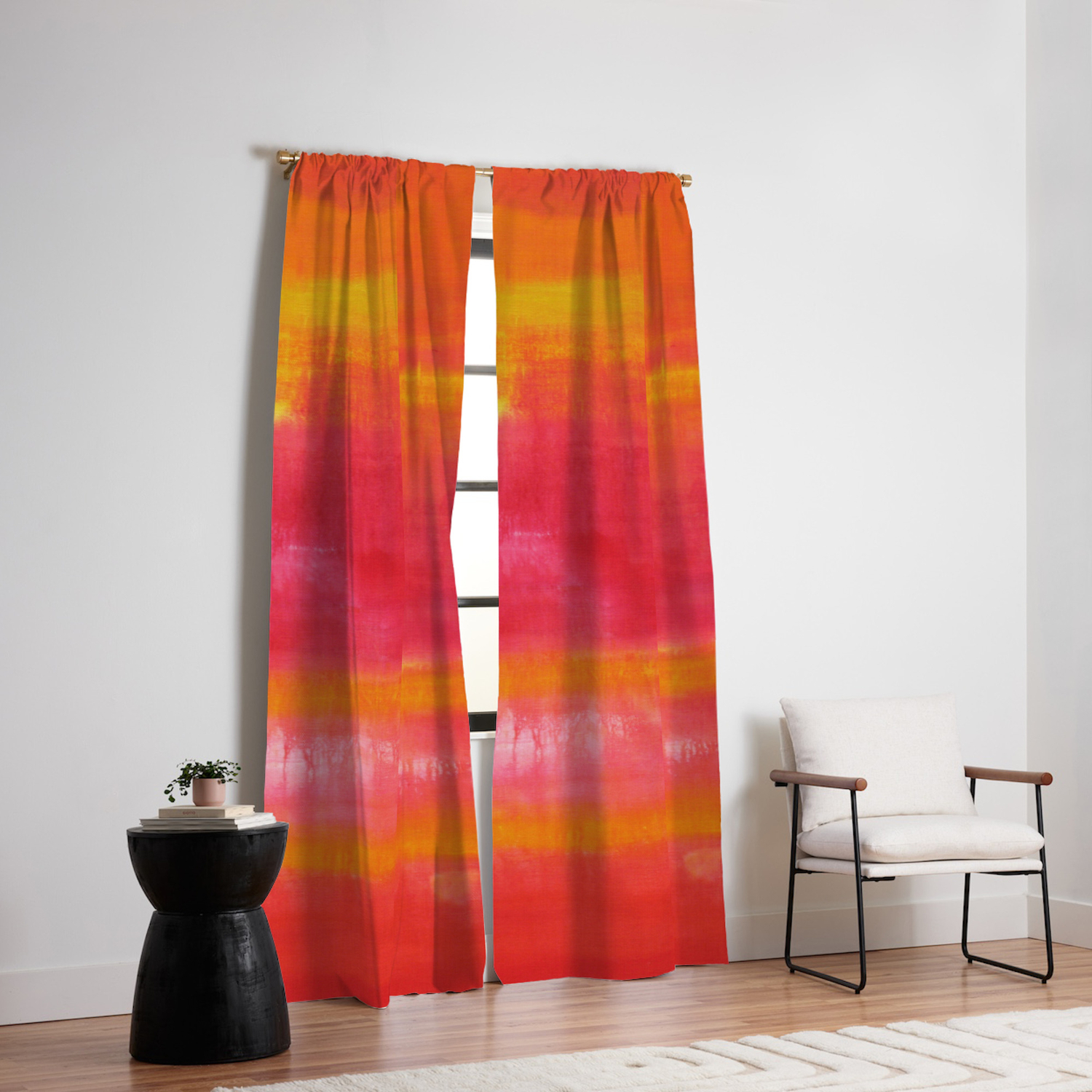 Summer Day Orange Red Yellow Abstract Art Blackout Curtain By Art