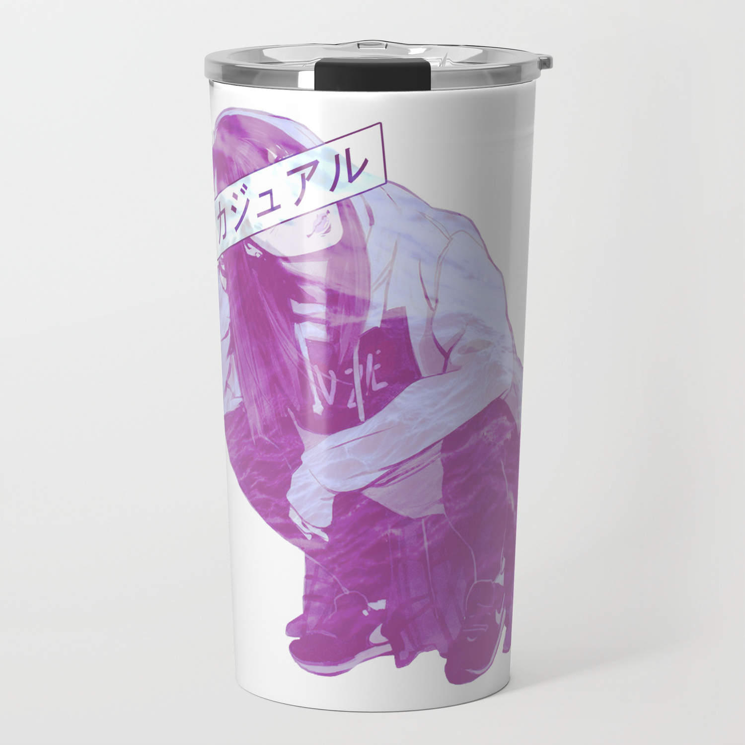 Comfortable Pink Sad Japanese Anime Aesthetic Travel Mug By Poser Boy Society6
