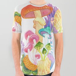 Magical mushrooms All Over Graphic Tee