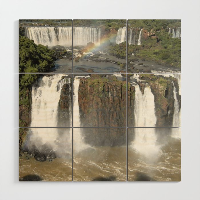 Argentina Photography - The Beautiful Iguazu Falls Under The Rainbow Wood Wall Art