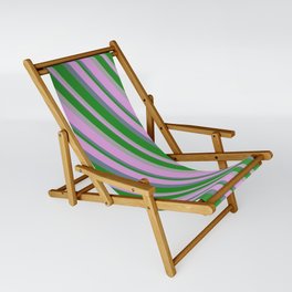 [ Thumbnail: Forest Green, Dark Gray, Plum, and Slate Gray Colored Stripes/Lines Pattern Sling Chair ]
